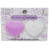 Wholesale - 2pk PINK/WHT SILICONE FACE SCRUBBERS HEART C/P 144, UPC: 769898977268
